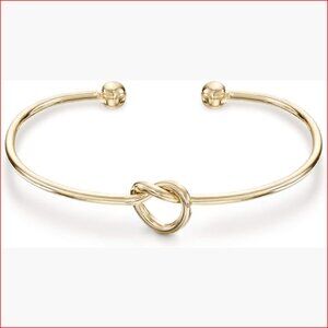 14K Gold Plated Adjustable Love Knot Infinity Bangle Bracelet